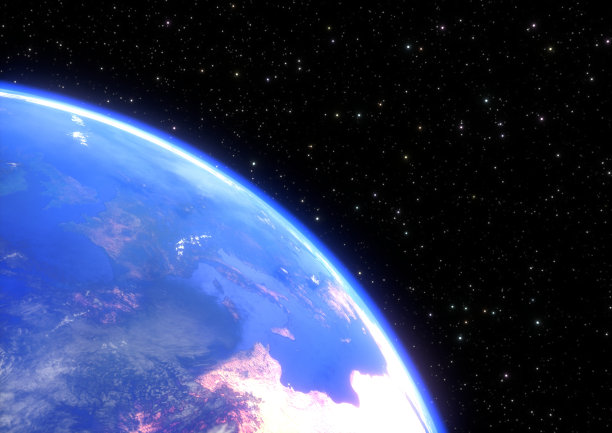 行星地球在空间特写- 3D渲染图片下载