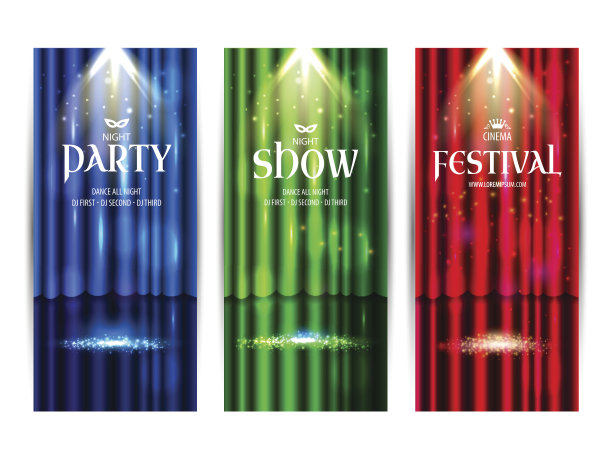 舞台背景，一个彩色的幕布和一个场景。图片下载