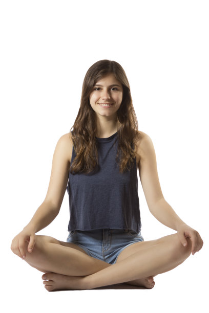 美丽的少女肖像坐莲花的位置微笑图片下载