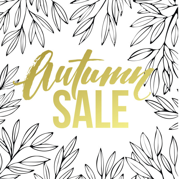 秋天树叶花环。秋季销售刻字设计图片下载