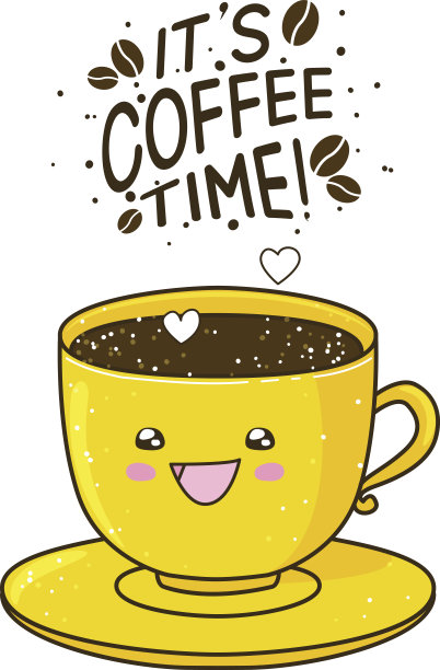 可爱的咖啡杯孤立在白色图片下载