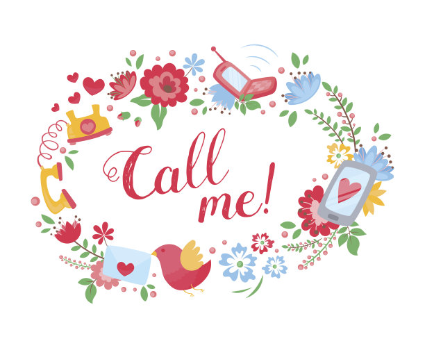 优雅的花明信片和电话短信图片下载