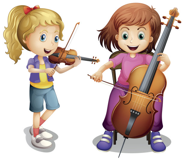 拉小提琴和大提琴的女孩图片下载