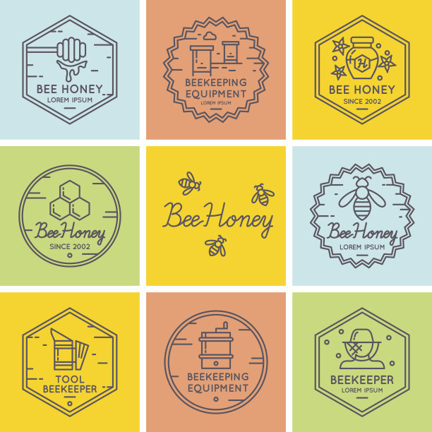 商标出售蜂蜜。图片下载