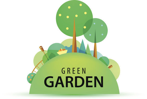 向量绿色花园标志，插图。图片下载