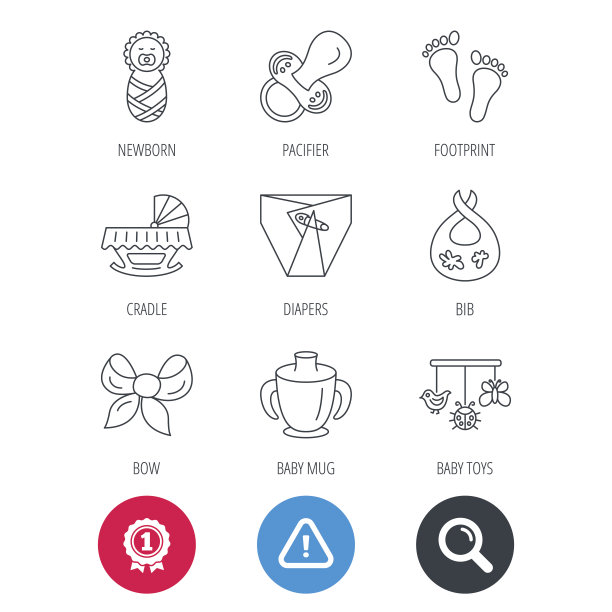 奶嘴，新生儿和婴儿玩具图标。足迹。图片下载
