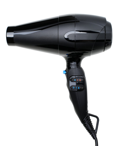 黑色电吹风孤立在白色背景上图片下载