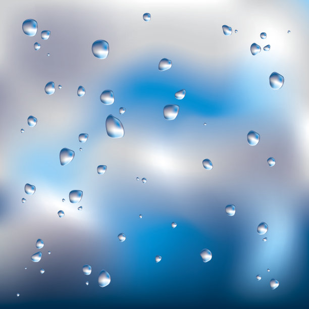 窗户玻璃上布满了雨滴，映衬着朦胧的天空图片下载