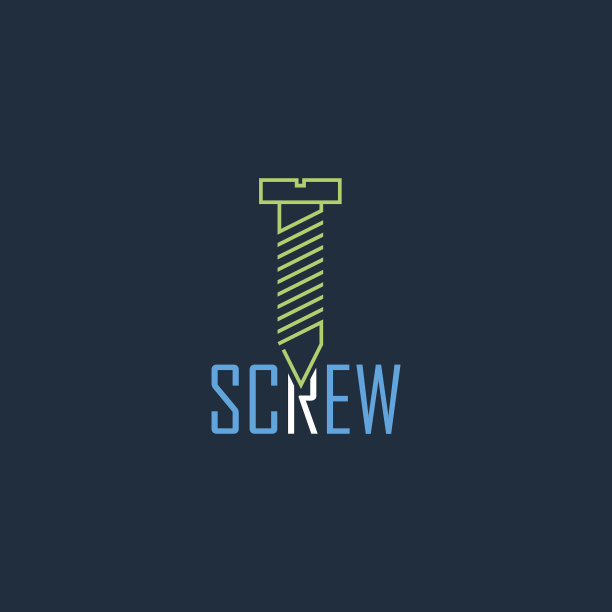 绿色螺丝和蓝色文字矢量标志设计图片下载