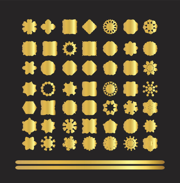 黑色背景上的金色圆形装饰。图片下载