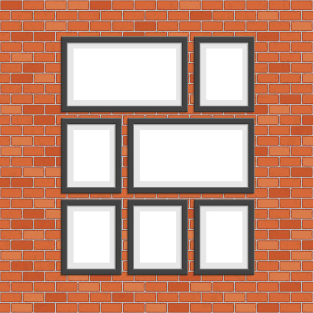 红砖墙上的相框。图片下载