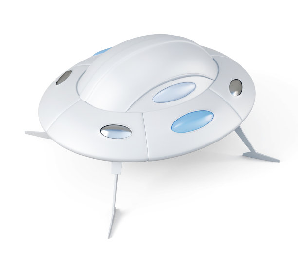 UFO俯视图孤立。三维渲染图片下载
