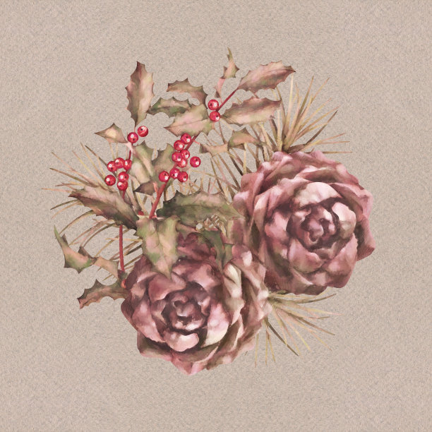 圣诞水彩装饰构图图片下载