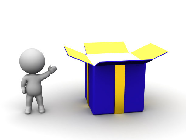 3D字符和大打开礼品盒图片下载