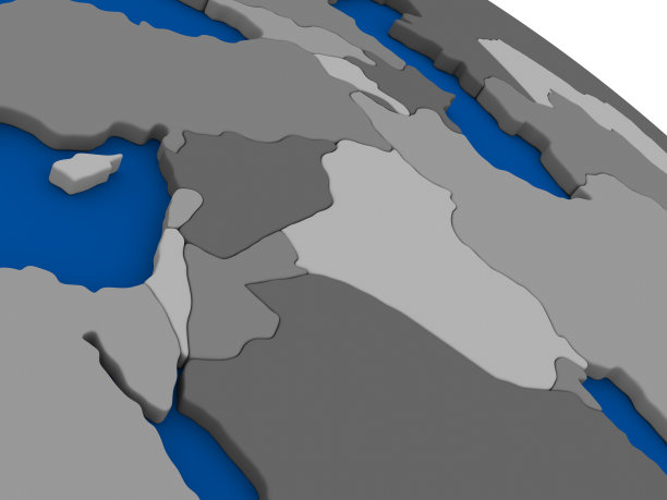 政治地图上的以色列、黎巴嫩、约旦、叙利亚和伊拉克地区图片下载