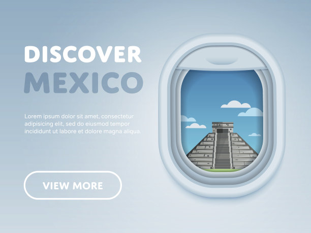 乘飞机旅行。窗户上的地标。图片下载