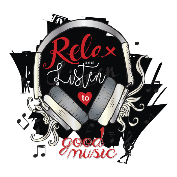 放松，听好音乐，时尚引用设计图片下载