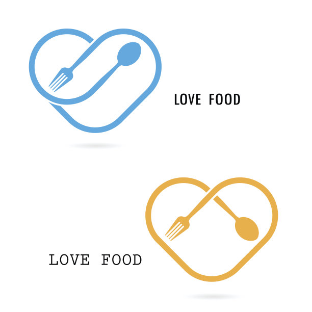 勺子，叉子和心形图标。矢量图图片下载