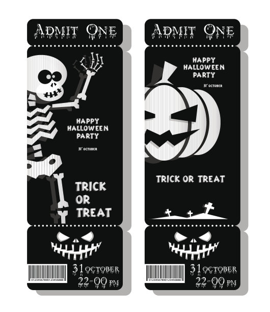 一套有趣的节日票:万圣节派对Trick or Treat图片下载