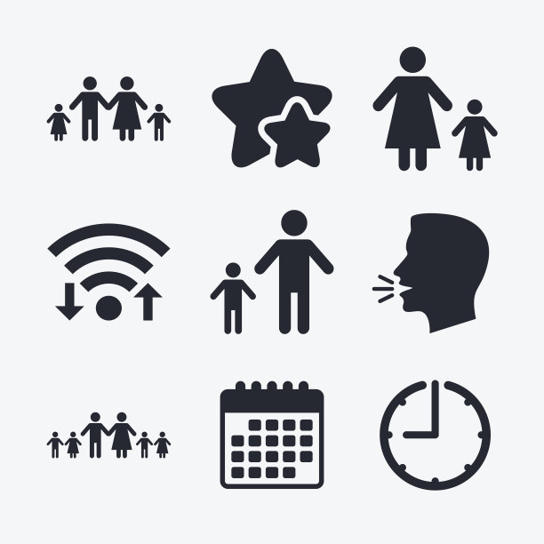 有两个孩子的家庭签名。父母和孩子。图片下载