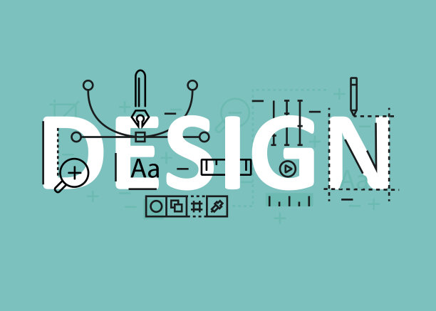 设计概念用图标和元素进行平面线设计。图片下载