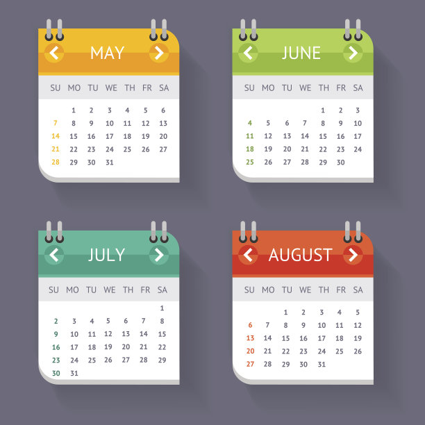 日历季度月设置。向量素材图片