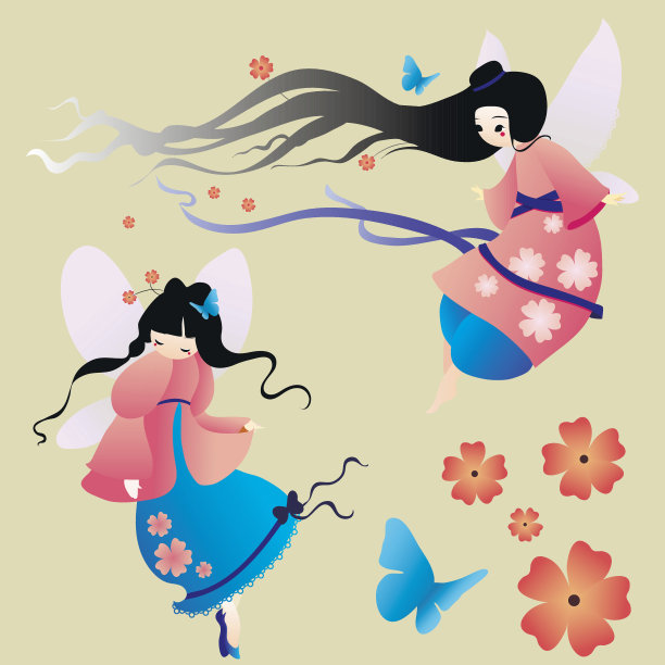 矢量剪影的集合仙女。图片下载