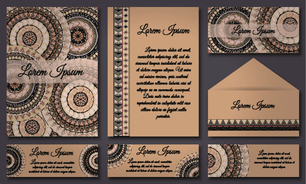 邀请卡收集。复古元素。伊斯兰，阿拉伯，印度，奥斯曼帝国的主题。图片下载