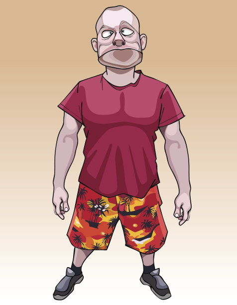 卡通滑稽的秃头看起来很傻图片下载