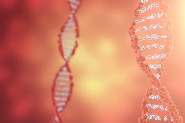 数字插图DNA结构在彩色背景。医学三维概念图片下载