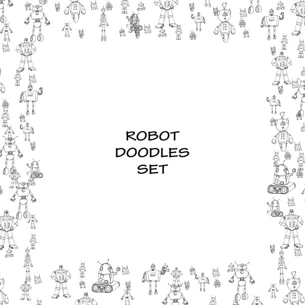 机器人涂鸦框架。图片下载