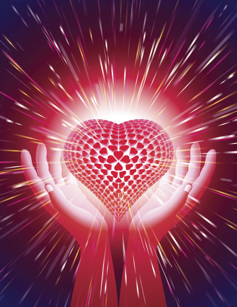手心光束魔法力量爱背景红图片下载