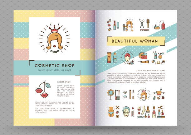 化妆品宣传册banner，美丽女人矢量图图片下载