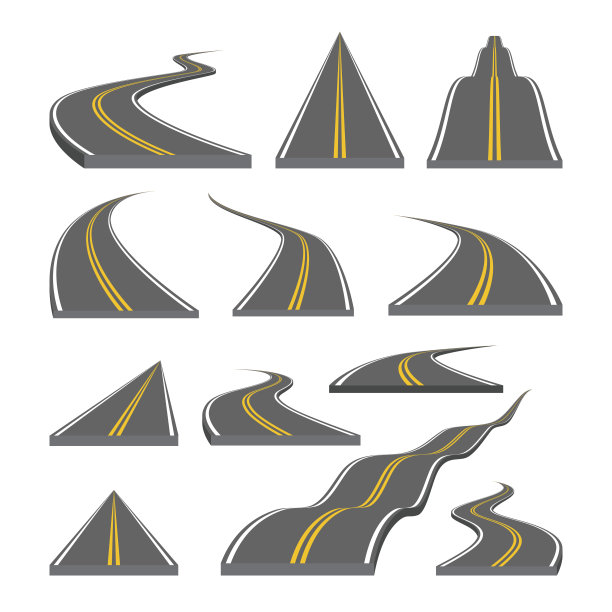 有标志的弯曲和方向公路图片下载