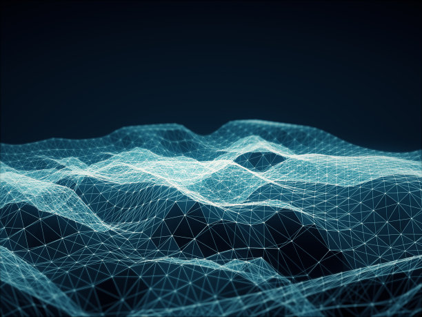 抽象多边形空间低多边形暗背景与连接线。图片下载