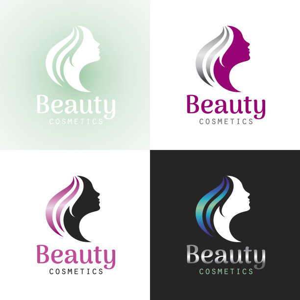 优雅豪华的标志。美丽的年轻女子的脸和长发图片下载