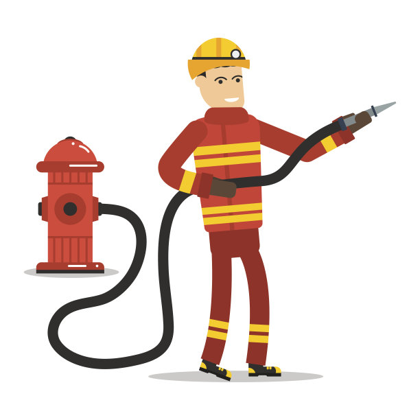 有水管和消防栓的消防员图片下载