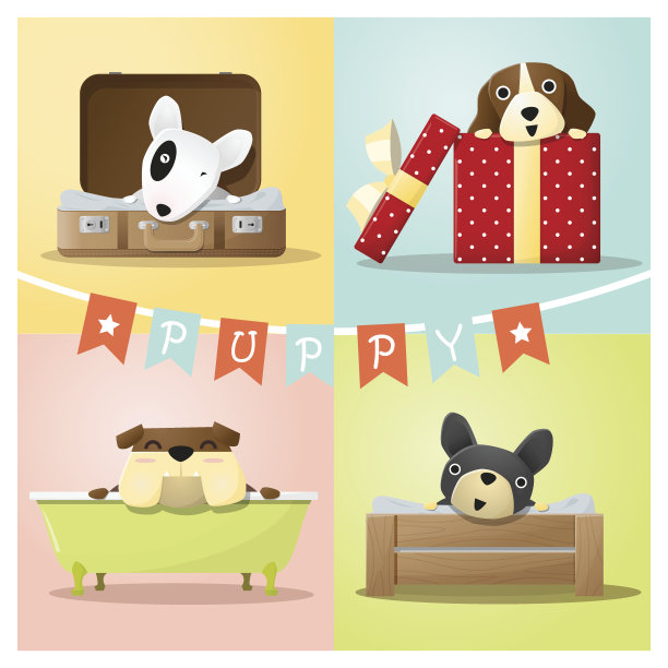 一套可爱的狗的背景图片下载