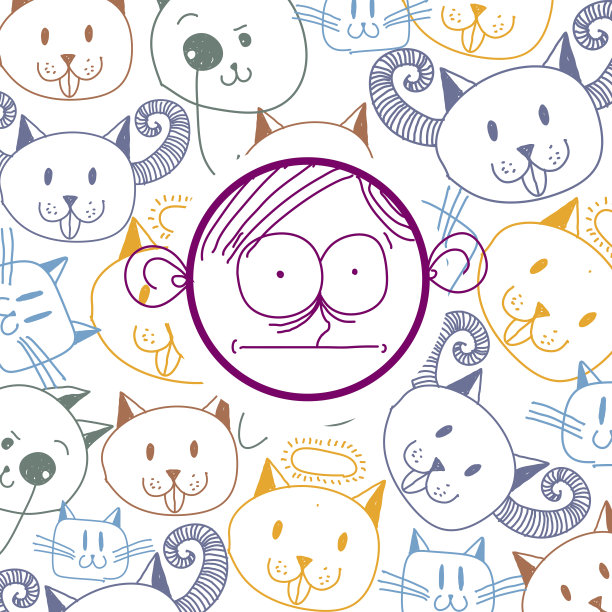 矢量艺术手绘插图的个性，情感图片下载