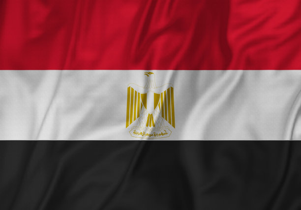 埃及国旗褶皱特写，迎风飘扬图片下载