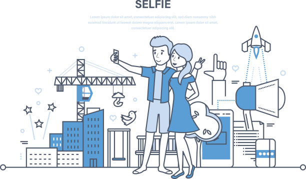 年轻夫妇在不同的条件下拍摄各种有趣的照片。图片下载