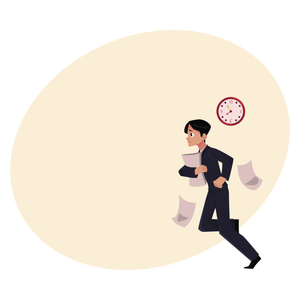 商人拿着文件匆忙上班，丢失文件，迟到图片下载