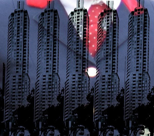 商务女性西装革履城市建筑多重曝光背景图片下载