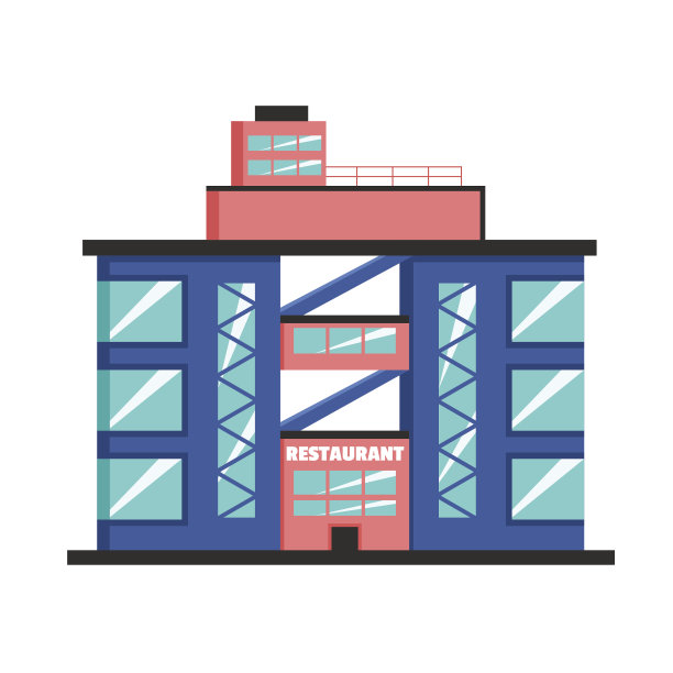 饭店建筑。平面向量插图。建构主义风格图片下载