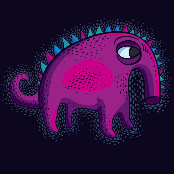 漫画紫色的角色，向量有趣的外星怪物。情感表达图片下载