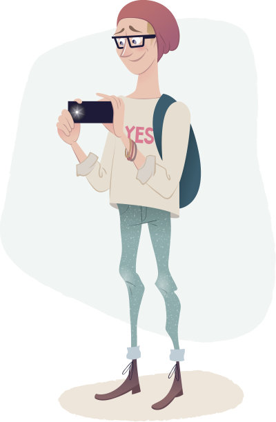 他用智能手机拍了张照片。图片下载