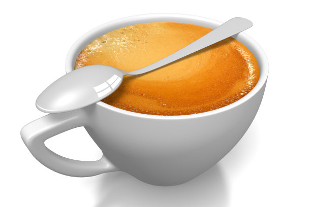 3D咖啡杯和勺子图片下载