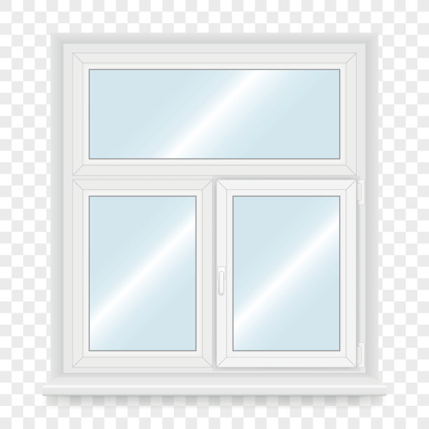逼真的白色塑料窗户。矢量插图。图片下载
