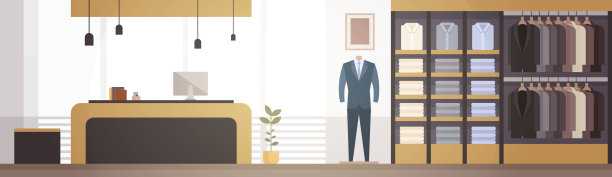 大时装店超级市场男装购物中心室内横幅与复制空间图片下载