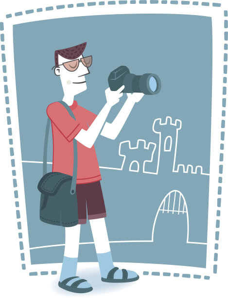 夏天:一名游客拍照图片下载